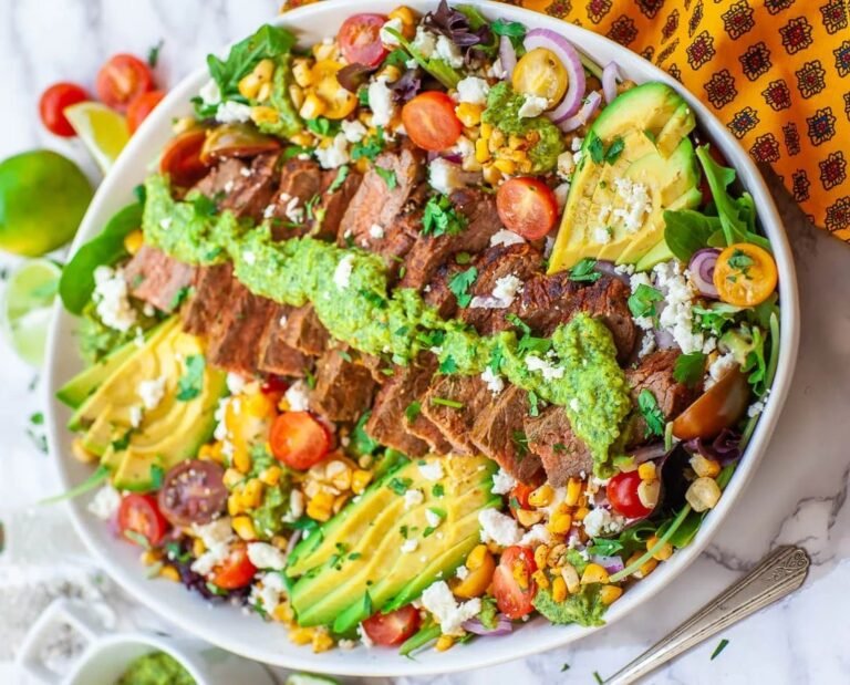 Sliced Rib Eye Steak Salad With Zesty Blood Orange Honey Ginger Dressing