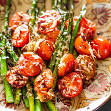 Parmesan Roasted Asparagus with Tomatoes & Balsamic