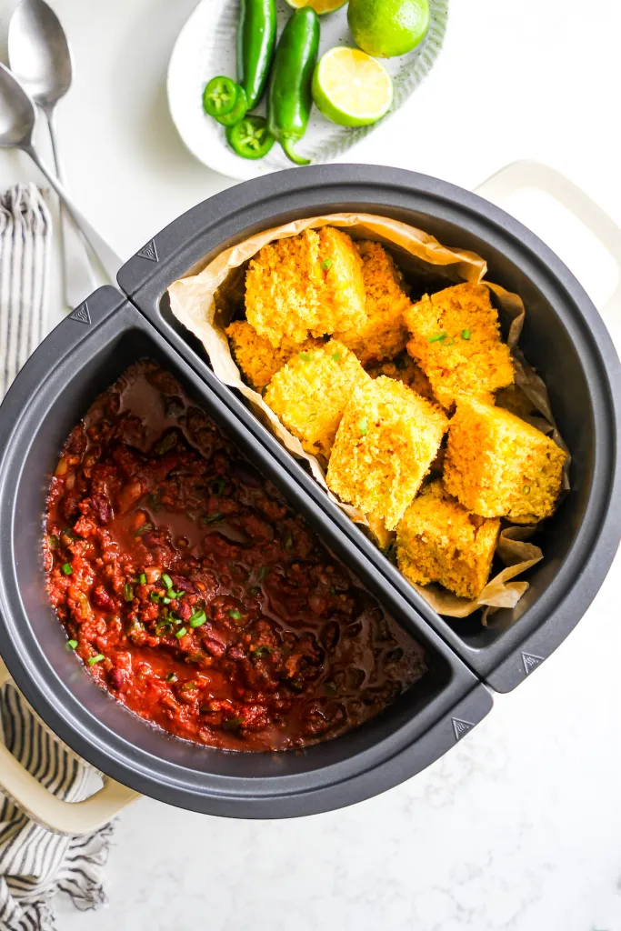 A Perfect Pair: Beef Chili with Super Moist Cornbread in the Crock-Pot Multi-Cooker