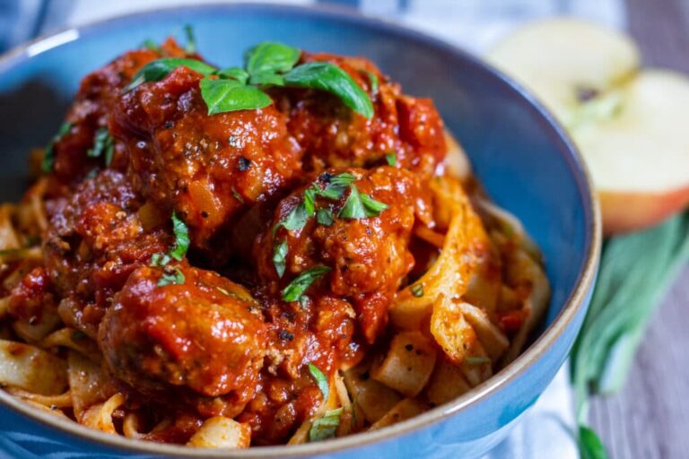 Pork Apple Meatballs and Apple Cabbage Slaw – Gluten-Free