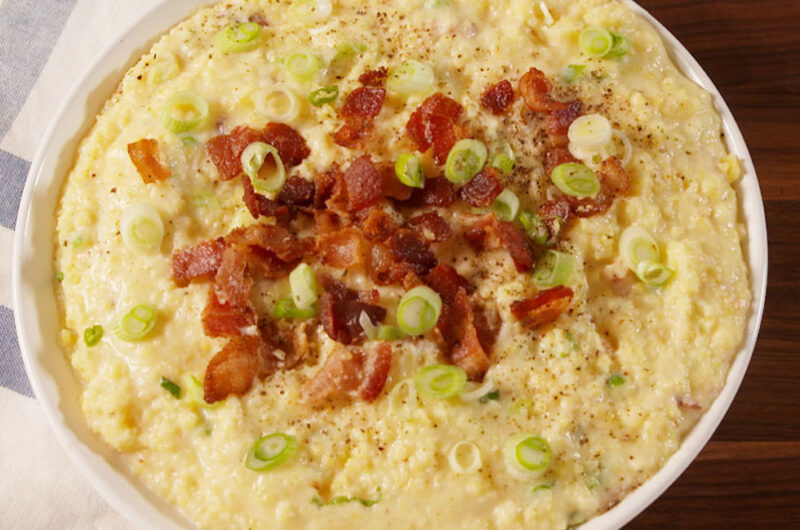 Cheese Grits with Chiles and Bacon Slow Cooker Recipe