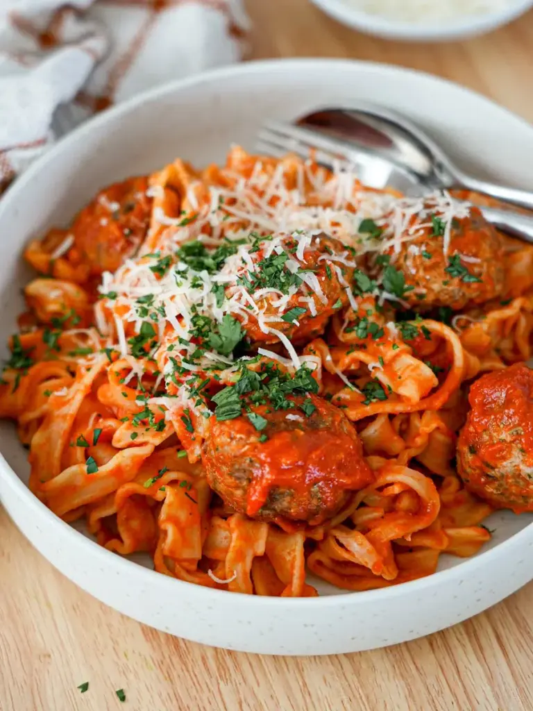 Authentic Italian Lamb Meatballs with Penne & Homemade Tomato Sauce